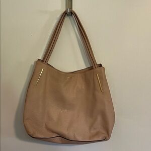 Women's Taupe Leather Tote Shoulder Bag